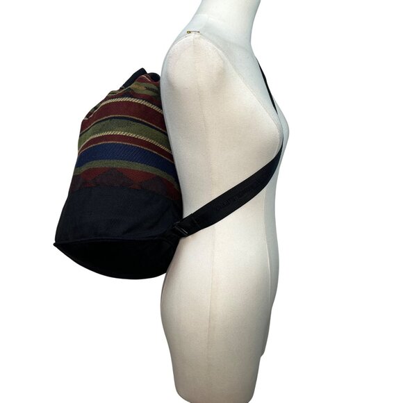 Outdoor Products Black & Red Striped Pattern Canvas & Adjustable Strap Backpack - Picture 3 of 11